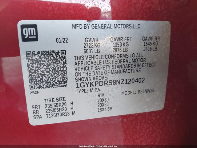 2022 CADILLAC XT6 1GYKPDRS8NZ120402 Photo 8