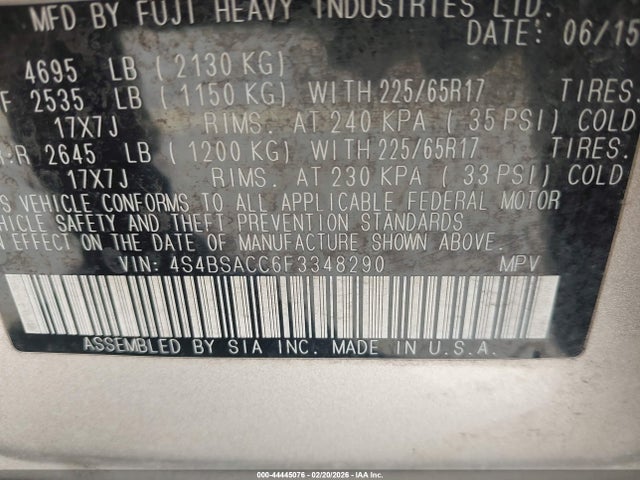 Subaru Outback 2.5i Premium 2015 4S4BSACC6F3348290 Image 9