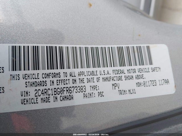 44445082 :رقم المزاد ، 2C4RC1BG0FR673383 vin ، 2015 Chrysler Town & Country Touring مزاد بيع