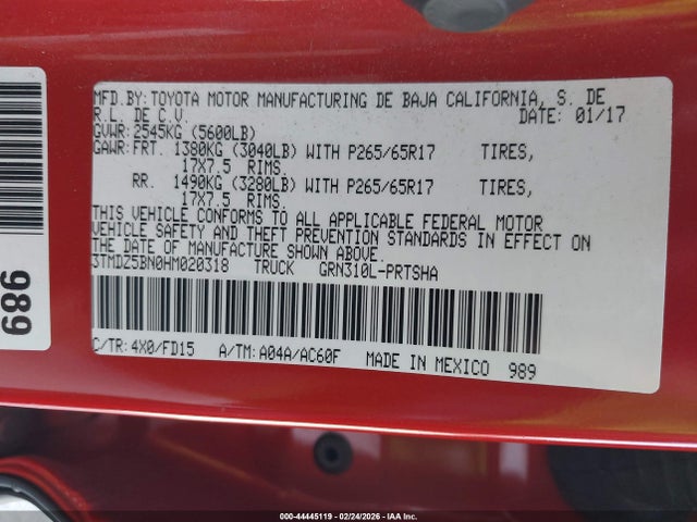 3TMDZ5BN0HM020318 Toyota Tacoma Trd Sport