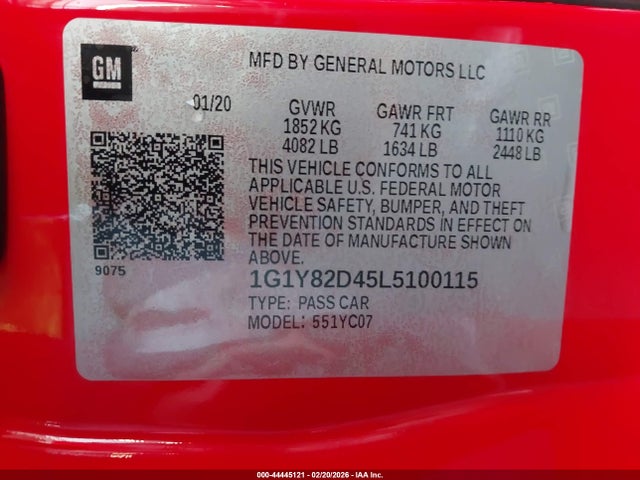 2020 CHEVROLET CORVETTE STINGRAY 1G1Y82D45L5100115 Photo 8