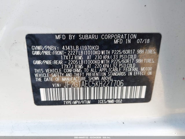 Subaru Crosstrek 2.0i Premium 2019 JF2GTAEC5KH227706 Image 9