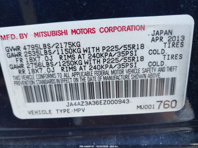 2014 MITSUBISHI OUTLANDER JA4AZ3A36EZ000943 Photo 8