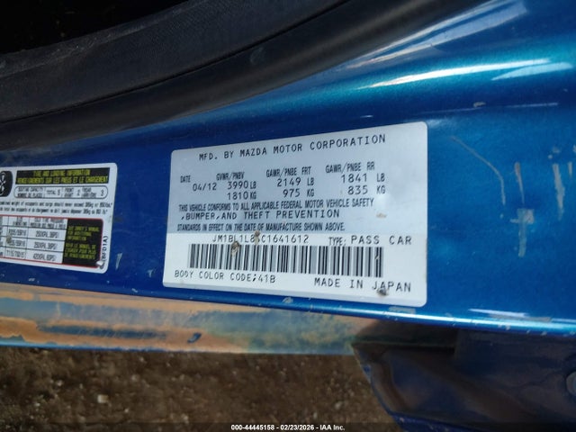 Aukcja sprzedaży 2012 Mazda Mazda3 I Touring, vin: JM1BL1L84C1641612, numer aukcji: 44445158