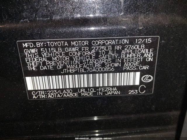 2016 LEXUS GS F JTHBP1BL7GA000856 Photo 8