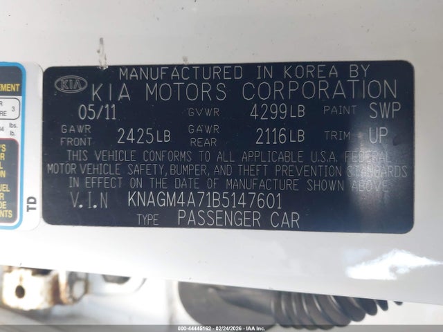 2011 KIA OPTIMA KNAGM4A71B5147601 Photo 8