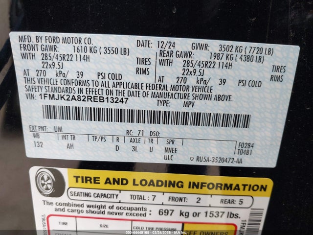1FMJK2A82REB13247 Ford Expedition Limited Max