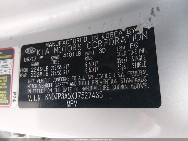 44445271 :رقم المزاد ، KNDJP3A5XJ7527435 vin ، 2018 Kia Soul + مزاد بيع