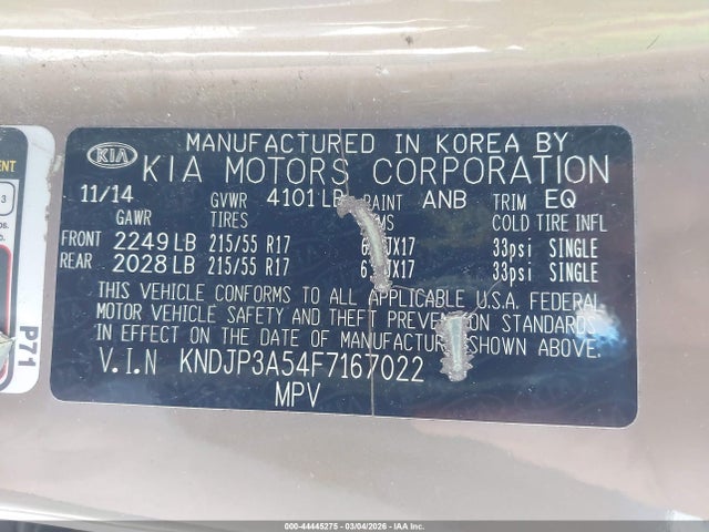 Auction sale of the 2015 Kia Soul +, vin: KNDJP3A54F7167022, lot number: 44445275