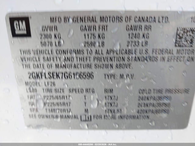Aukcja sprzedaży 2016 Gmc Terrain Sle-1, vin: 2GKFLSEK7G6156596, numer aukcji: 44445286