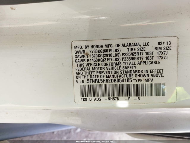 2013 HONDA ODYSSEY 5FNRL5H62DB054105 Photo 8
