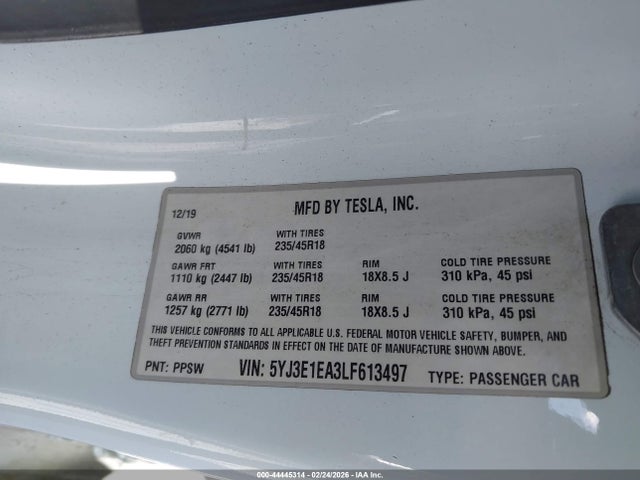 2020 TESLA MODEL 3 5YJ3E1EA3LF613497 Photo 8