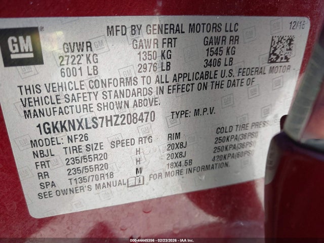 Aukcja sprzedaży 2017 Gmc Acadia Denali, vin: 1GKKNXLS7HZ208470, numer aukcji: 44445356