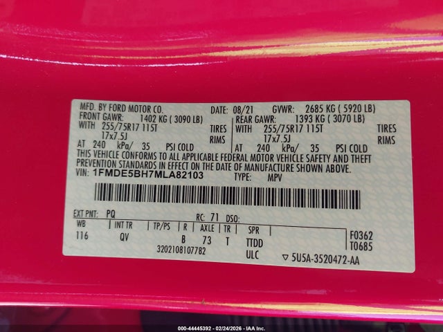 2021 FORD BRONCO 1FMDE5BH7MLA82103 Photo 8