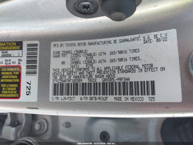 Продаж на аукціоні авто 2022 Toyota Tacoma Trd Off Road, vin: 3TYCZ5AN7NT102589, номер лоту: 44445398