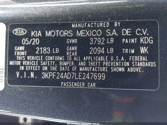 KIA Forte Lxs 2020 3KPF24AD7LE247699 Image 9