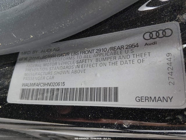 Aukcja sprzedaży 2017 Audi S7 4.0t Premium Plus, vin: WAUWFAFC9HN020615, numer aukcji: 44445429