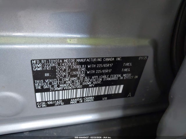 2T3RWRFV8SW267060 Toyota Rav4 Hybrid Xle