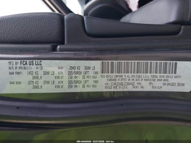 1C4RJEAG6JC304432 Jeep Grand Cherokee Altitude 4x2