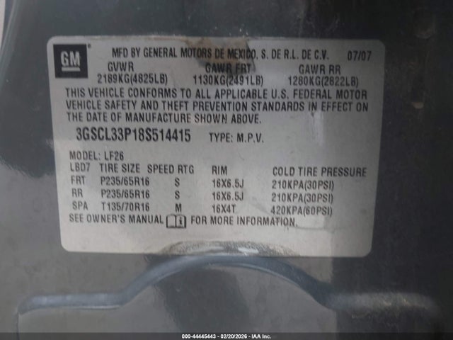 2008 SATURN VUE 3GSCL33P18S514415 Photo 8