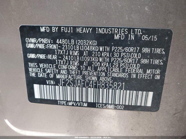 Subaru Forester 2.5i Premium 2015 JF2SJAFC4FH835821 Image 9