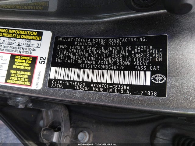 4T1G11AK9MU540426 Toyota CAMRY SE