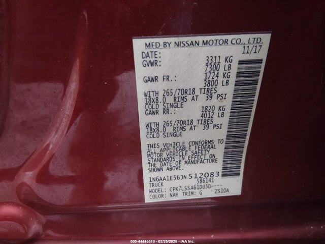 2018 NISSAN TITAN 1N6AA1E56JN512083 Photo 8