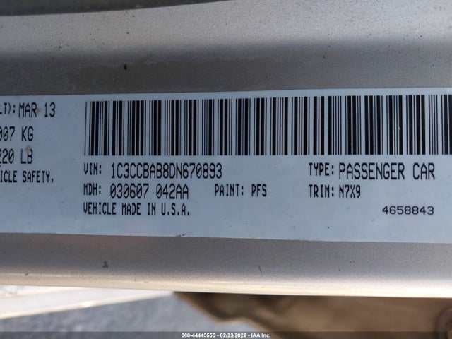 Aukcja sprzedaży 2013 Chrysler 200 Lx, vin: 1C3CCBAB8DN670893, numer aukcji: 44445550