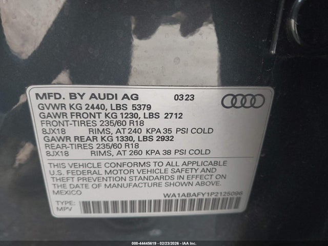 WA1ABAFY1P2125096 Audi Q5 Premium 40 Tfsi Quattro S Tronic