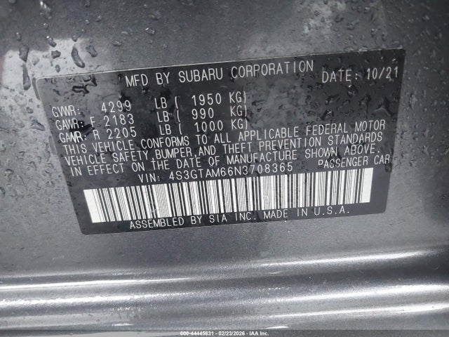 Aukcja sprzedaży 2022 Subaru Impreza Sport 5-door, vin: 4S3GTAM66N3708365, numer aukcji: 44445631