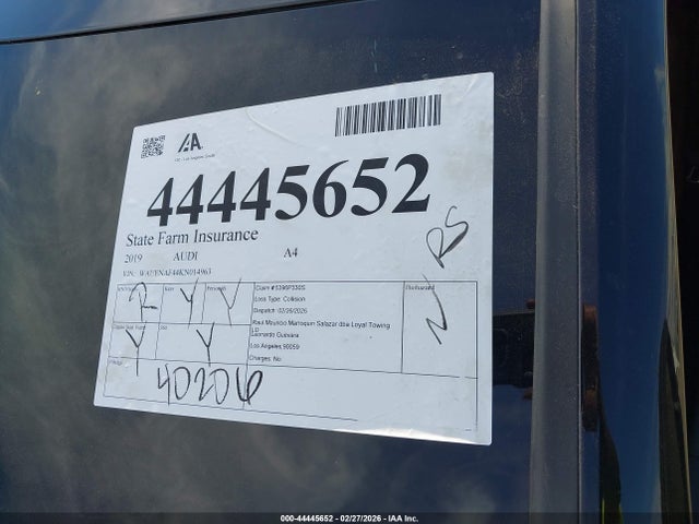 Aukcja sprzedaży 2019 Audi A4 45 Premium, vin: WAUENAF44KN014963, numer aukcji: 44445652