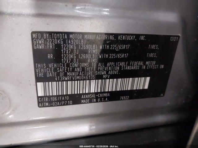 2021 TOYOTA RAV4 HYBRID 4T3RWRFV0MU046135 Photo 8