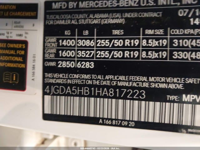 2017 Mercedes-benz Gle 350 4matic მანქანა იყიდება აუქციონზე, vin: 4JGDA5HB1HA817223, აუქციონის ნომერი: 44445743