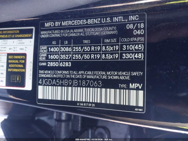 Aukcja sprzedaży 2018 Mercedes-benz Gle 350 4matic, vin: 4JGDA5HB9JB187063, numer aukcji: 44445766