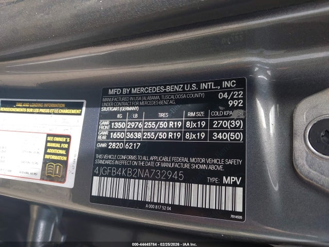 4JGFB4KB2NA732945 Mercedes-Benz Gle 350 4matic