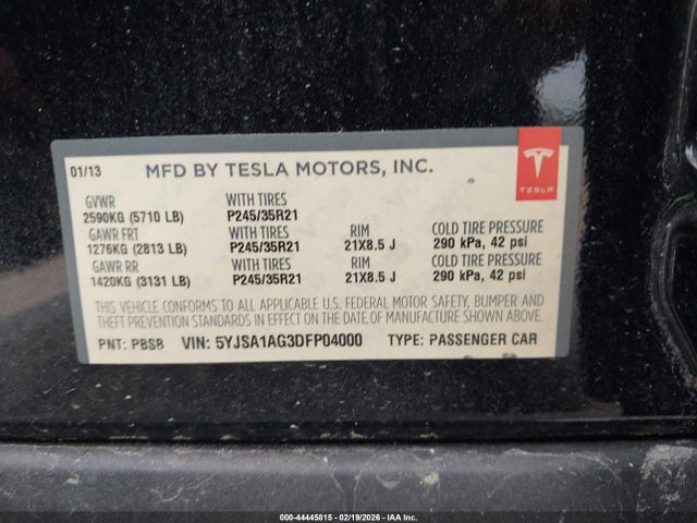 2013 TESLA MODEL S 5YJSA1AG3DFP04000 Photo 8