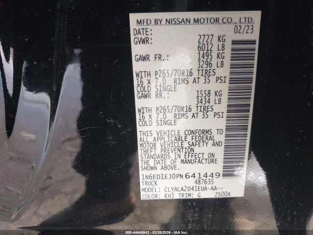 1N6ED1EJ0PN641449 Nissan Frontier S 4x2