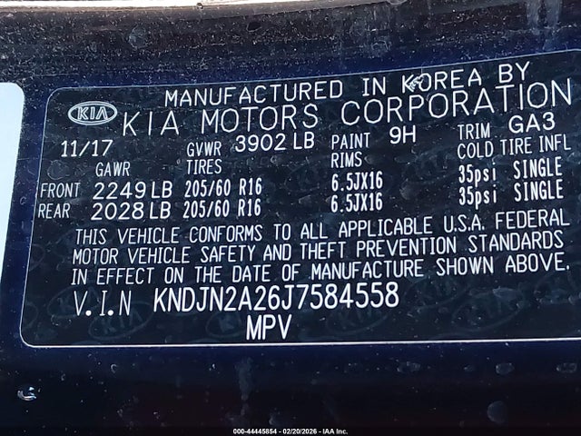 Aukcja sprzedaży 2018 Kia Soul, vin: KNDJN2A26J7584558, numer aukcji: 44445854