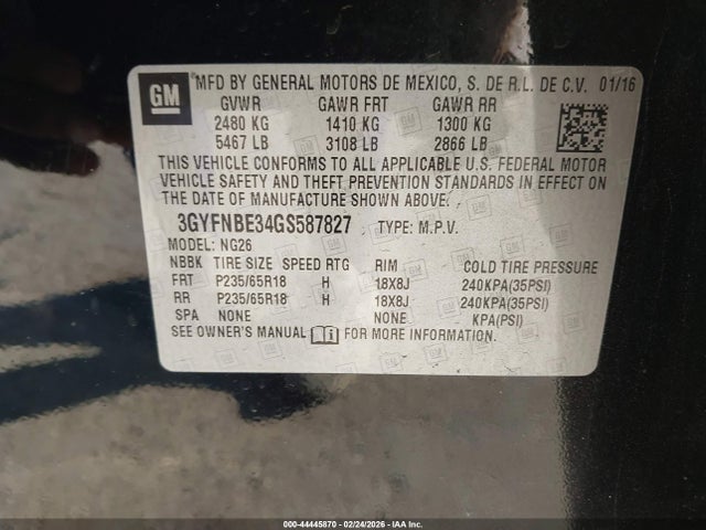 Продаж на аукціоні авто 2016 Cadillac Srx Luxury Collection, vin: 3GYFNBE34GS587827, номер лоту: 44445870