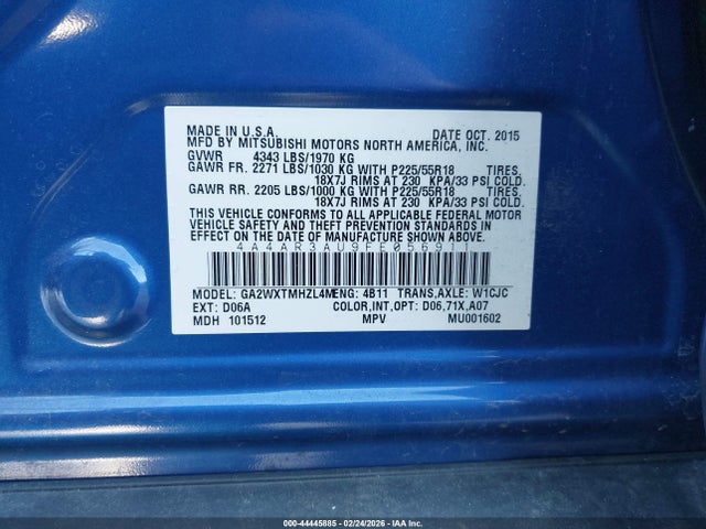 Mitsubishi Outlander Sport Es 2015 4A4AR3AU9FE056911 Image 9