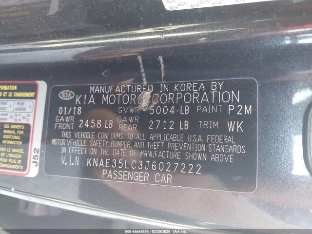 44445893 :رقم المزاد ، KNAE35LC3J6027222 vin ، 2018 Kia Stinger Gt مزاد بيع