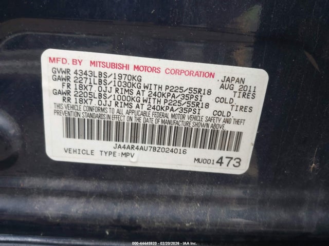 2011 MITSUBISHI OUTLANDER SPORT JA4AR4AU7BZ024016 Photo 8