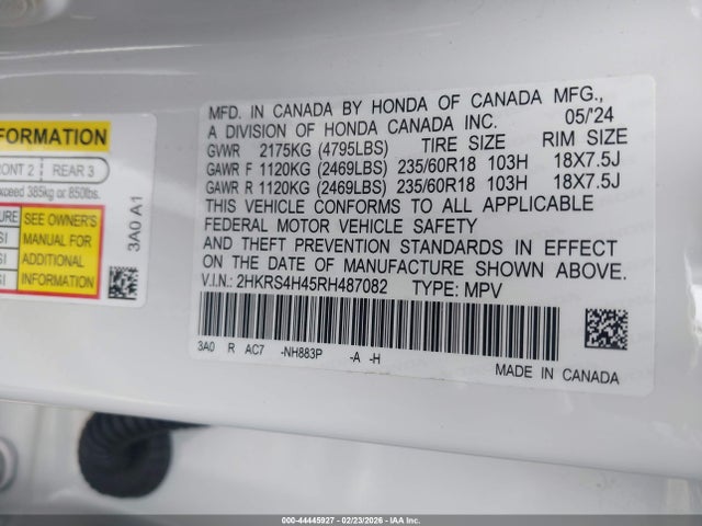 2HKRS4H45RH487082 Honda Cr-v Ex Awd