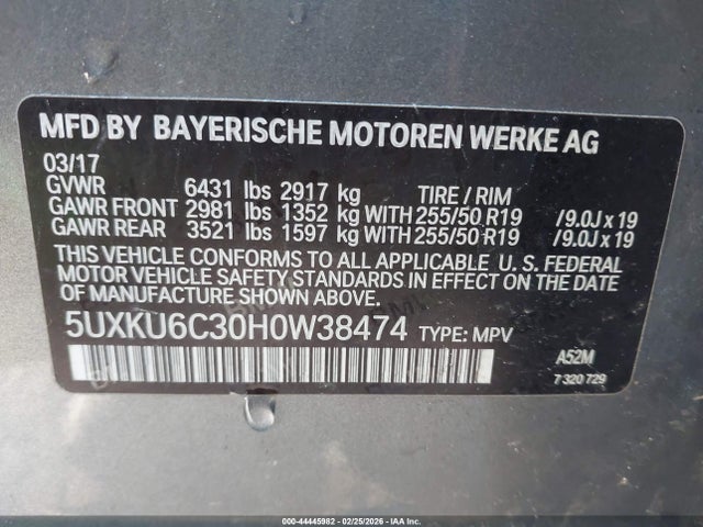 2017 BMW X6 5UXKU6C30H0W38474 Photo 8