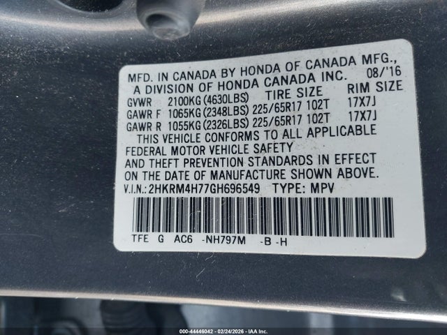 Honda Cr-v Ex-l 2016 2HKRM4H77GH696549 Image 9