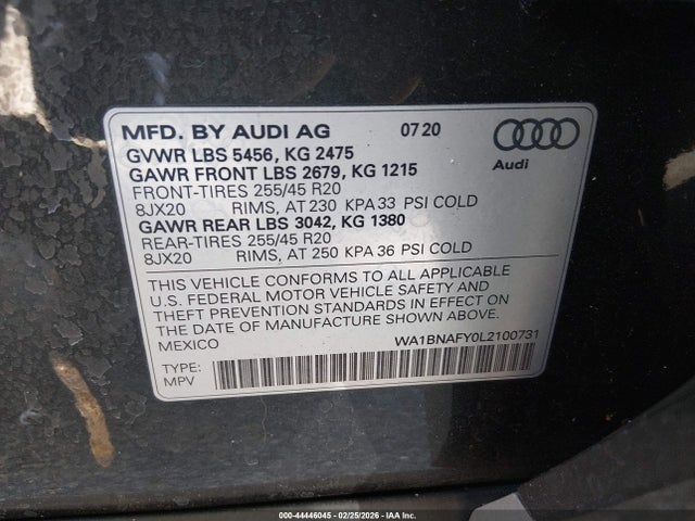 2020 AUDI Q5 WA1BNAFY0L2100731 Photo 8