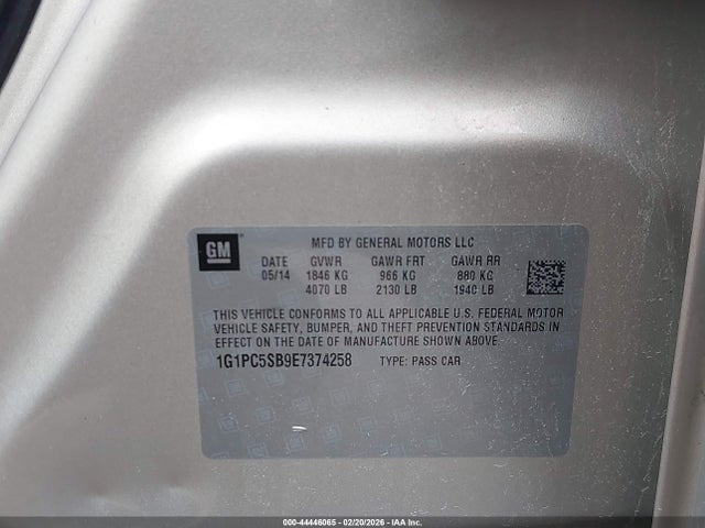 Продаж на аукціоні авто 2014 Chevrolet Cruze 1lt Auto, vin: 1G1PC5SB9E7374258, номер лоту: 44446065