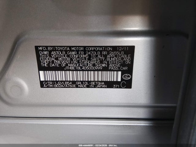 44446091 :رقم المزاد ، JTHBE1BL4D5000999 vin ، 2013 Lexus Gs 350 مزاد بيع