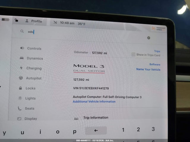 Продаж на аукціоні авто 2019 Tesla Model 3 Long Range/performance, vin: 5YJ3E1EBXKF441279, номер лоту: 44446111