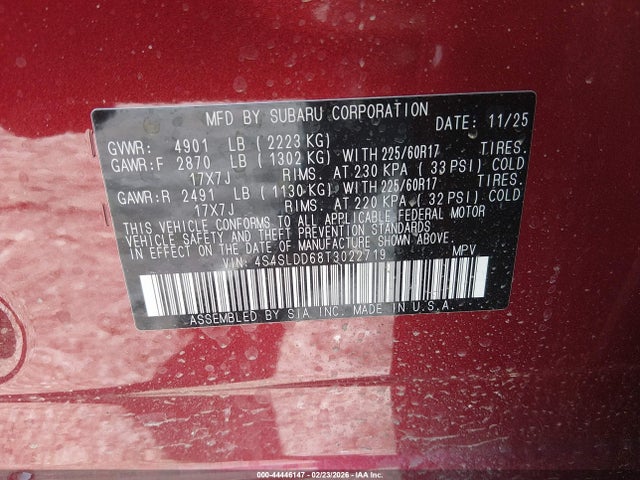 2026 Subaru Forester Premium მანქანა იყიდება აუქციონზე, vin: 4S4SLDD68T3022719, აუქციონის ნომერი: 44446147